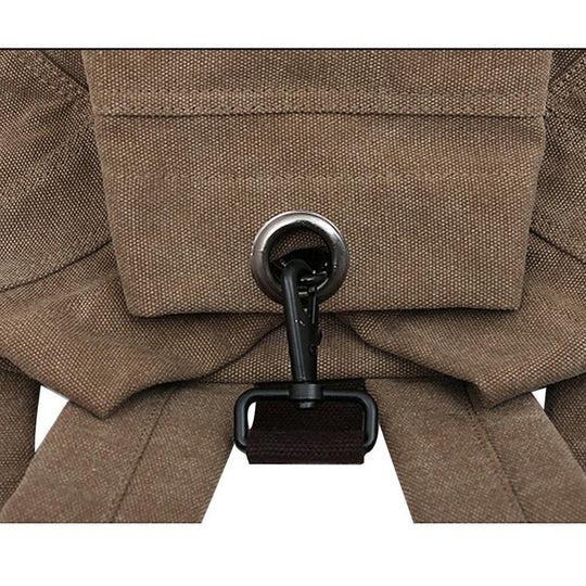 Retro style brown canvas leather backpack 20L for both men and women