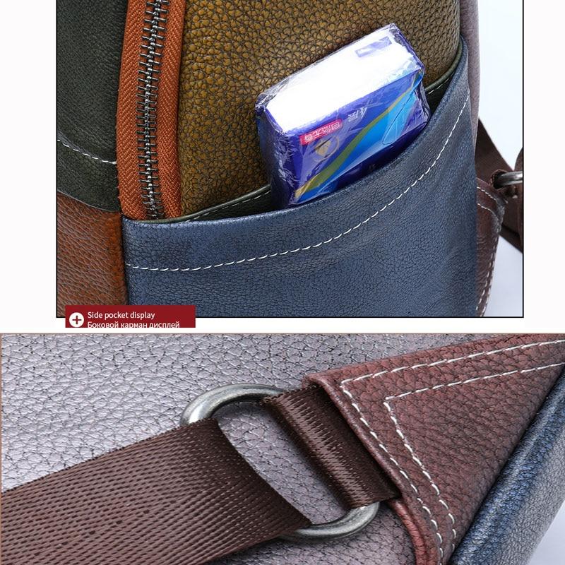 Vibrant genuine leather hiking backpack with large capacity and green, yellow, blue, and red pattern