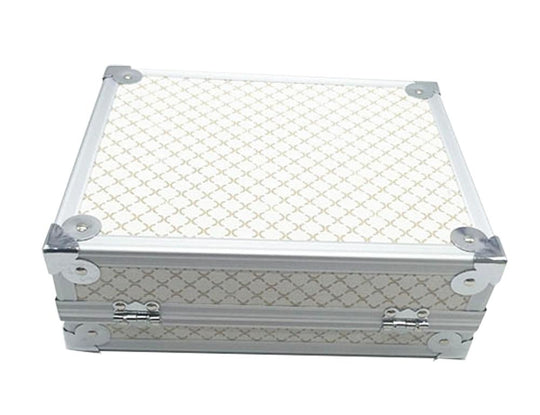 Luxury Silver Aluminum Watch and Jewelry Storage Suitcase - Leather Purse Backpack
