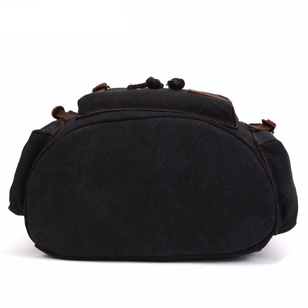 Canvas leather drawstring backpack 17.7L in vintage style