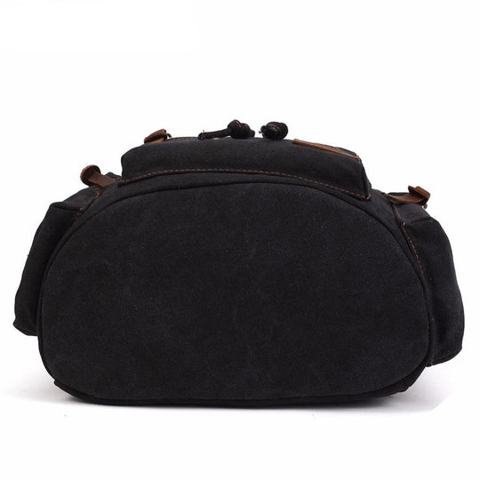 Canvas leather drawstring backpack 17.7L in vintage style