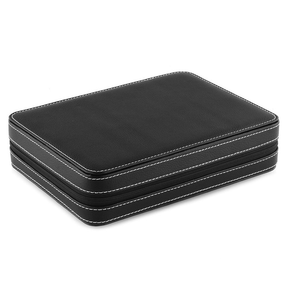 Black Leather Watch and Jewelry Zippered Display Storage Box - Leather Purse Backpack
