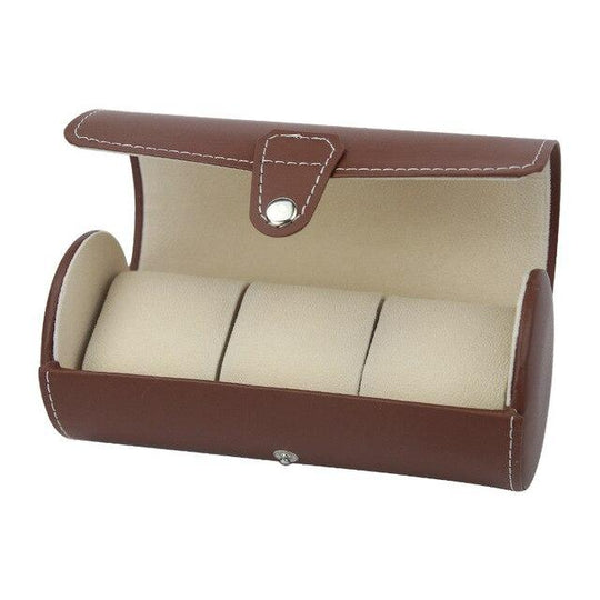 Brown Leather Watch and Jewelry Travel Case - Leather Purse Backpack