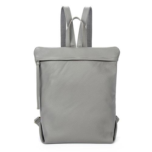 Men's large leather backpack with simple and elegant design in black, apricot, and brown