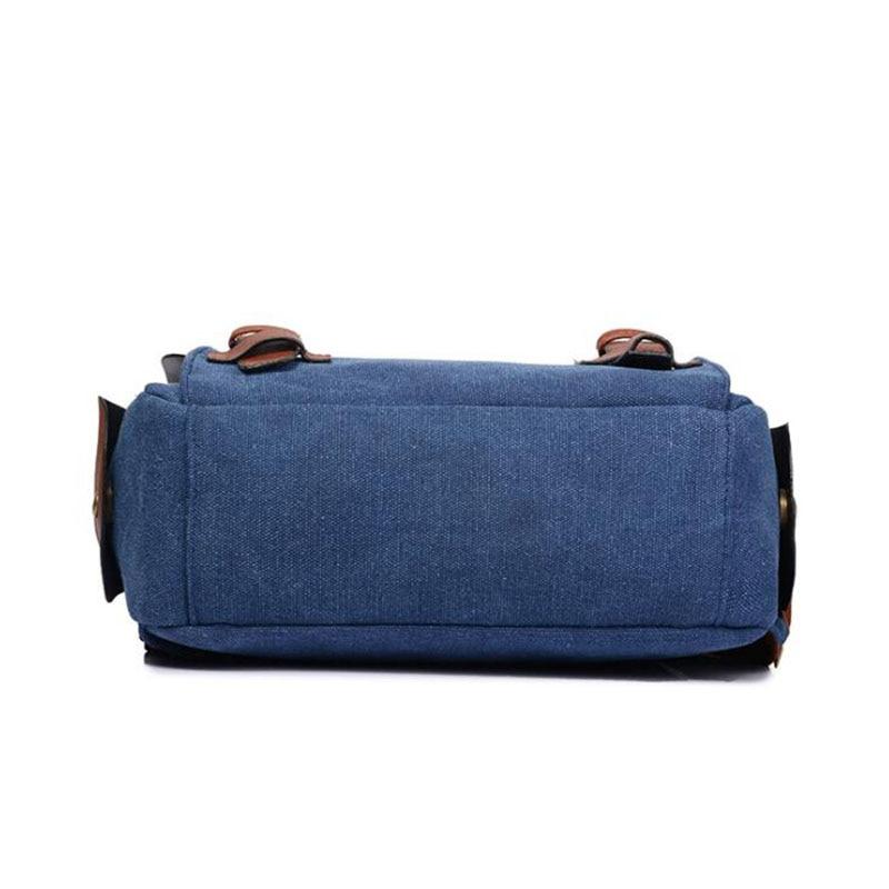 Men's canvas leather school backpack 20-35 liters for travel
