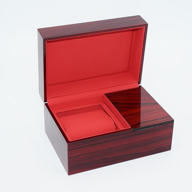 Burgundy Brown Glossy Wood Watch and Jewelry Storage Box - Leather Purse Backpack