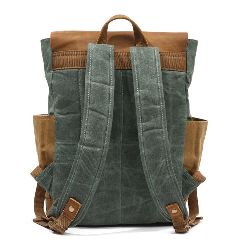 Two-tone leather hiking backpack 20-35 liters