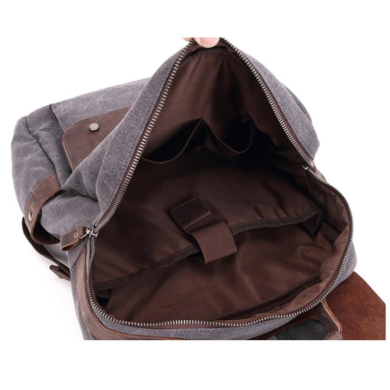 Canvas leather school daypack 20-35 liters