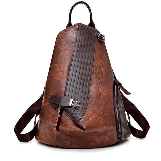 Men's large leather backpack with side zipper available in multiple colors