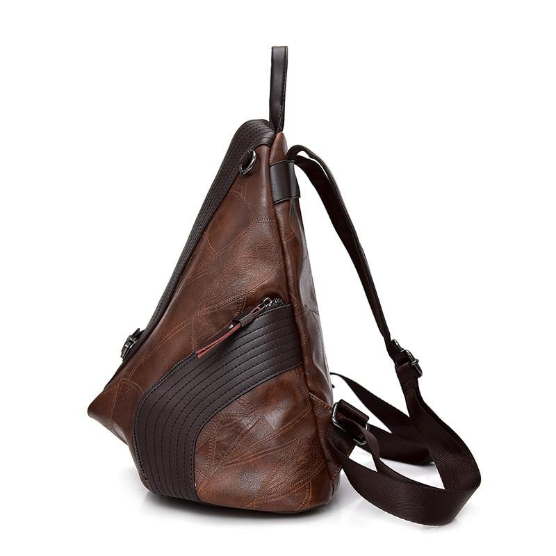 Trekking backpack in genuine leather with a side zipper, available in various colors