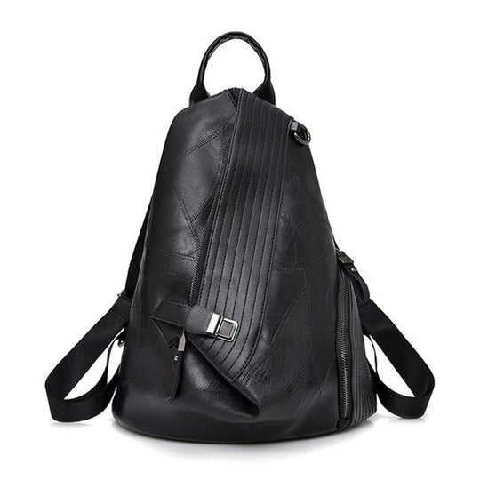 Genuine leather hiking backpack with large side zipper, multiple color options