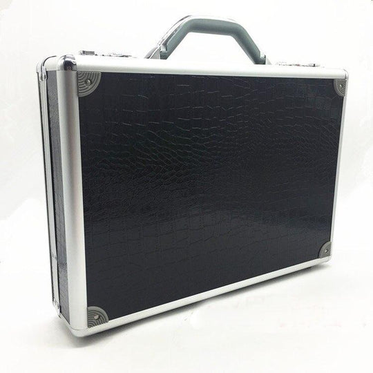 Silver and Black Watch and Jewelry Suitcase Storage Box - Leather Purse Backpack