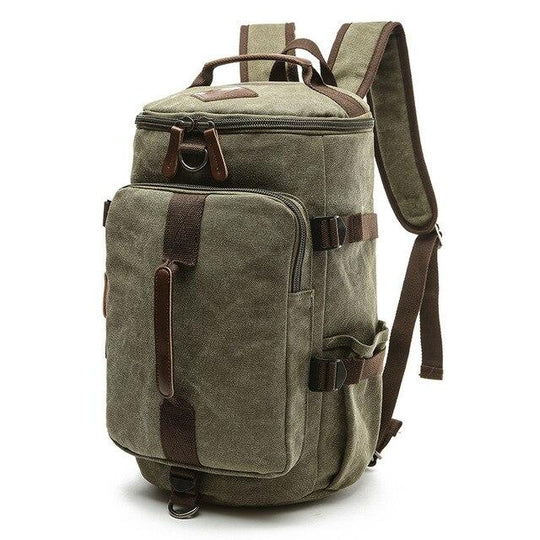 Multifunctional men's backpack in waterproof canvas and leather