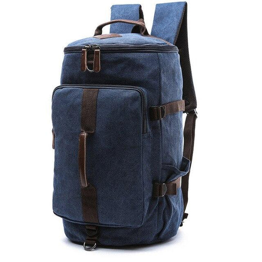 Men's multifunctional waterproof canvas leather school backpack
