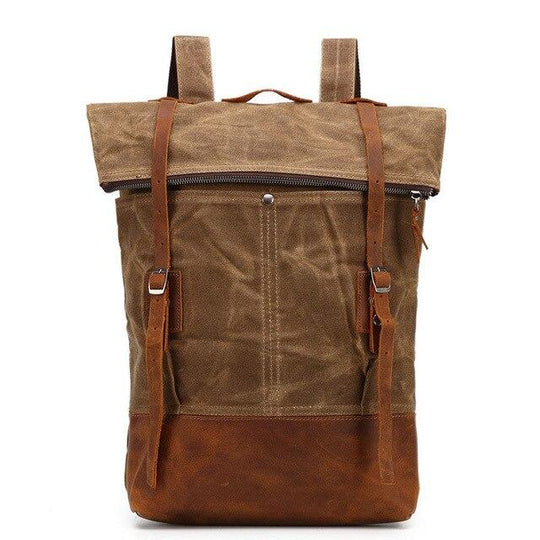 Waterproof waxed canvas leather daypack 20-35 liters
