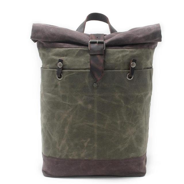 20-liter waterproof canvas leather daypack for travel