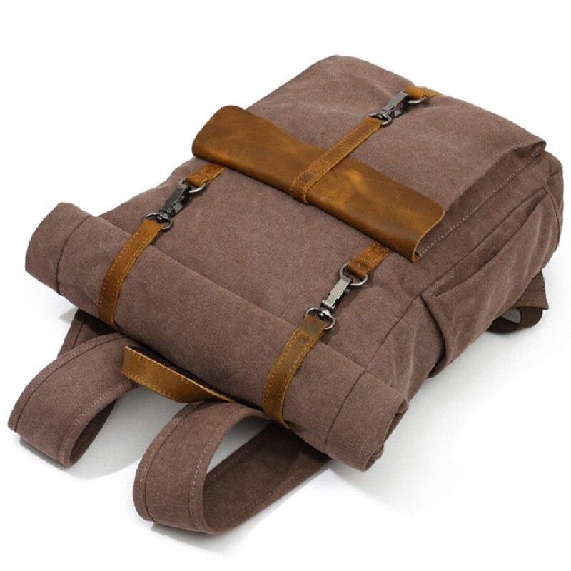 Men's canvas leather travel daypack with 5 color choices and 20L capacity