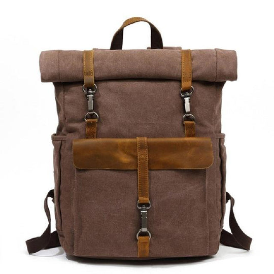 5-color canvas leather travel daypack 20L for men