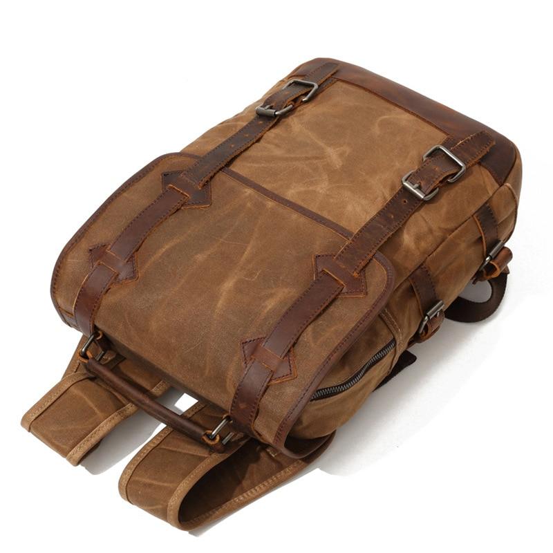 Vintage large capacity waxed leather travel backpack, 3 colors