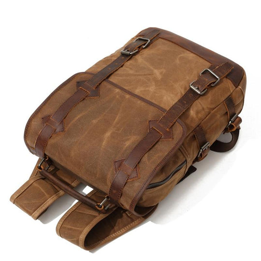 Vintage large capacity waxed leather travel backpack, 3 colors