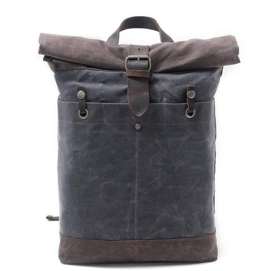 Canvas leather 20L daypack for students with 15-inch laptop sleeve