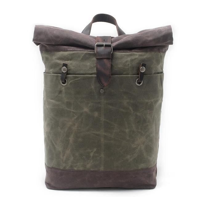 Student backpack in canvas leather with 15-inch laptop compartment 20L