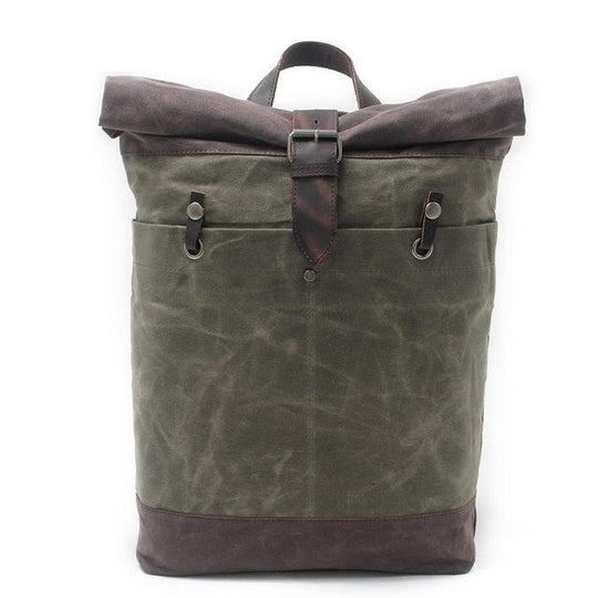 Student backpack in canvas leather with 15-inch laptop compartment 20L