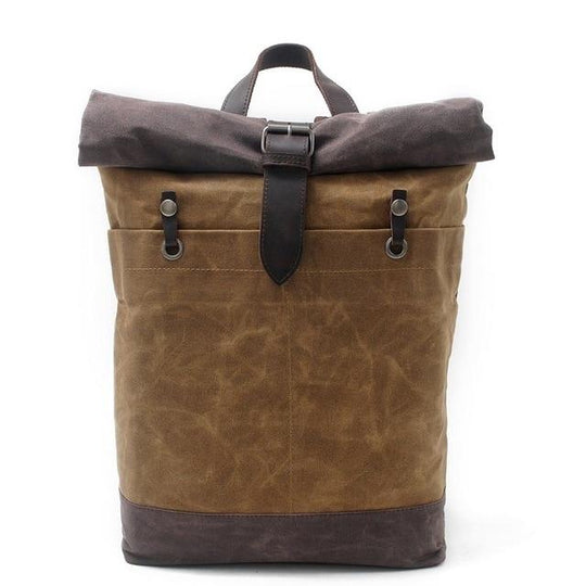 Student daypack in canvas leather with 15-inch laptop sleeve 20 liters