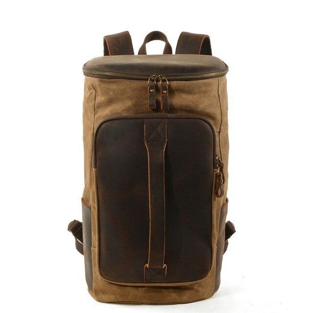 Vintage style waterproof leather daypack 20-35 liters
