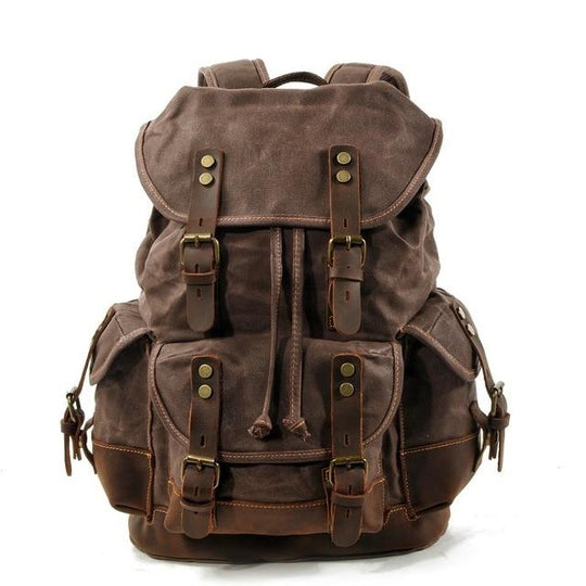 Canvas leather hiking backpack for men 20-35L