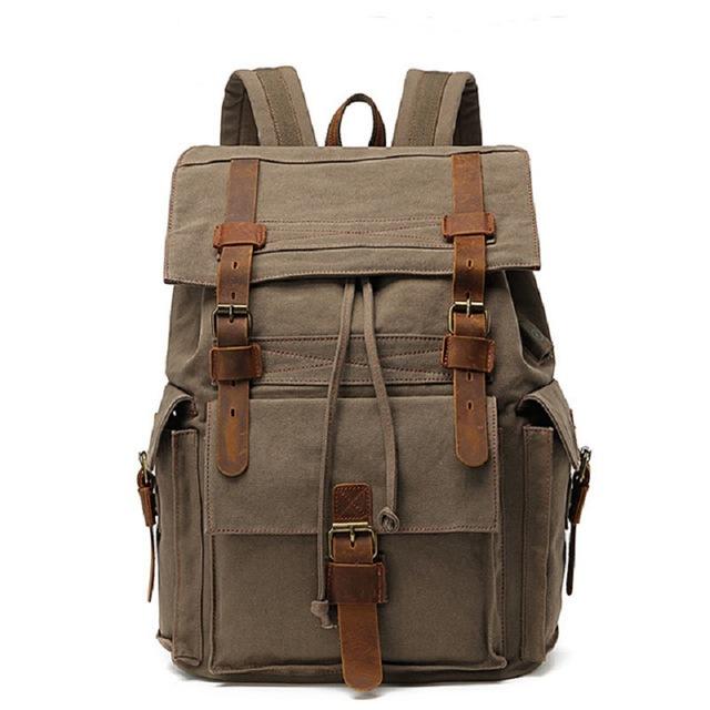 Durable canvas leather daypack for travel 20-35 liters