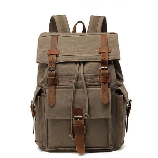Durable canvas leather daypack for travel 20-35 liters