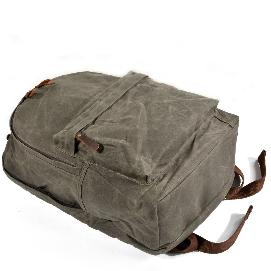 Retro Canvas Bookbag with Vintage Design and Adjustable Straps - Leather Purse Backpack