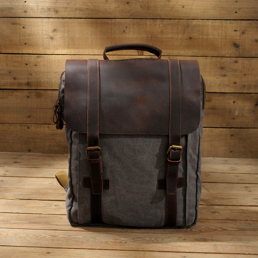 Retro Vintage Bookbag with Multiple Pockets and Stylish Look - Leather Purse Backpack