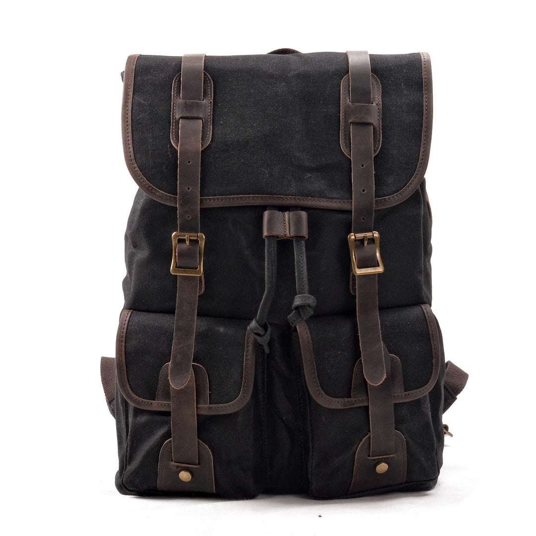 Canvas Travel Backpack with Laptop Sleeve and Multiple Pockets - Leather Purse Backpack