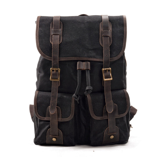 Canvas Travel Backpack with Laptop Sleeve and Multiple Pockets - Leather Purse Backpack