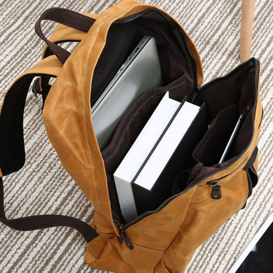 Waterproof Canvas Backpack for Outdoor Adventures - Leather Purse Backpack