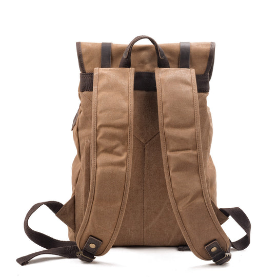 Canvas Travel Backpack with Laptop Sleeve and Multiple Pockets - Leather Purse Backpack