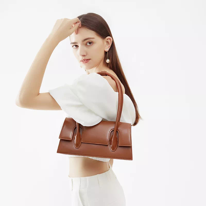 Women Leather Baguette Bag - Leather Purse Backpack