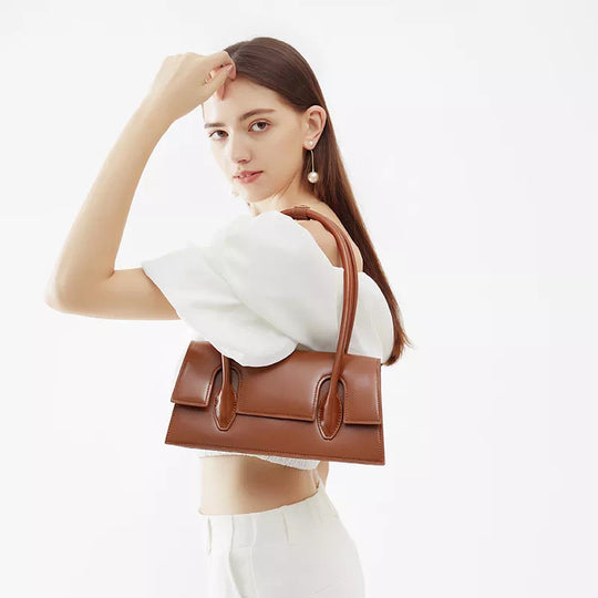 Women Leather Baguette Bag - Leather Purse Backpack
