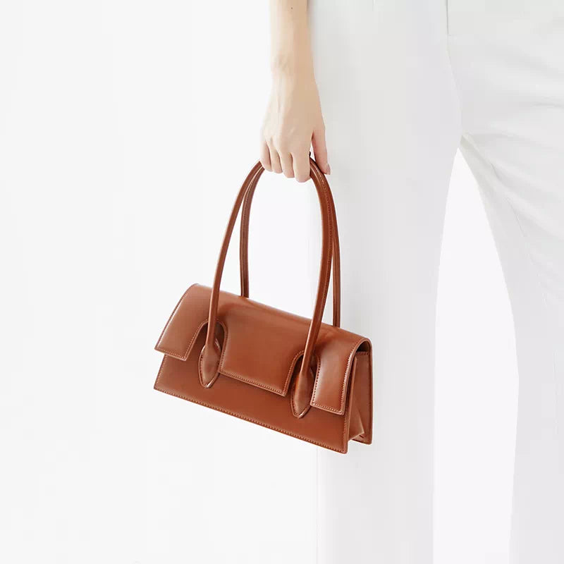 Women Leather Baguette Bag - Leather Purse Backpack
