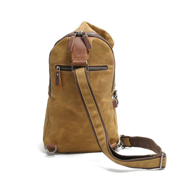 Waxed canvas crossbody pouch with a vintage look