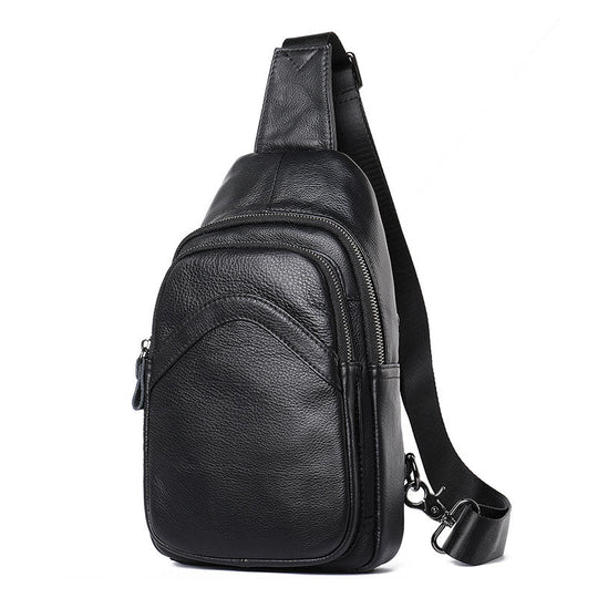 Handmade leather chest bag with crossbody strap
