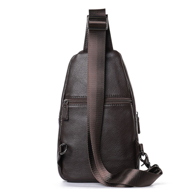 Hand-stitched leather crossbody bag for men