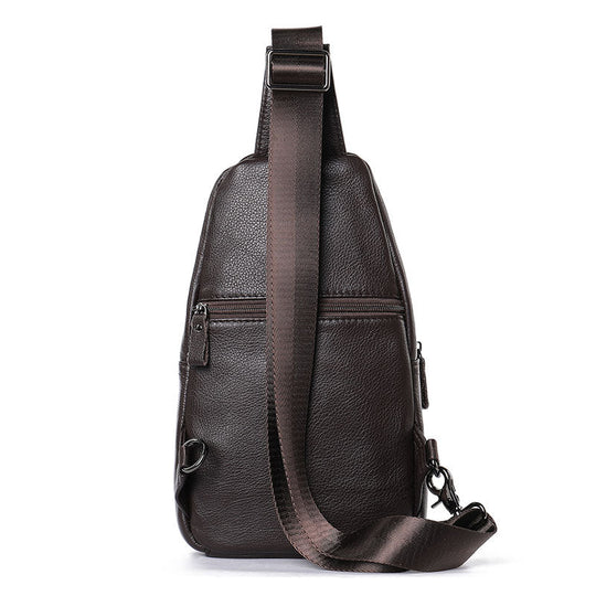 Hand-stitched leather crossbody bag for men