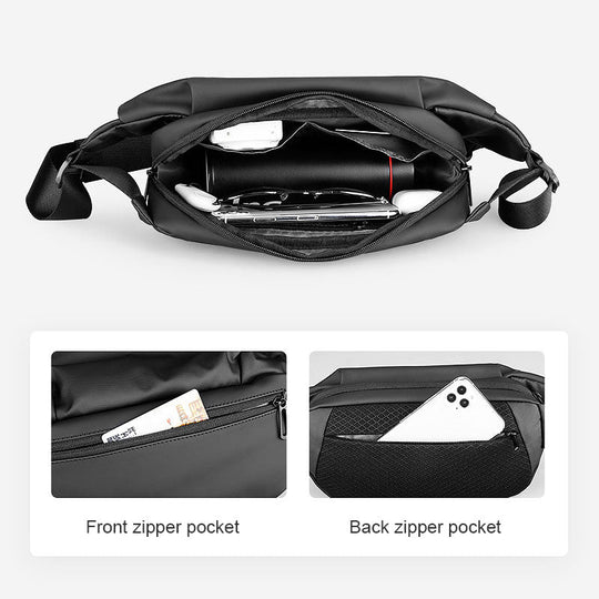 Fashion-forward men's black crossbody pouch