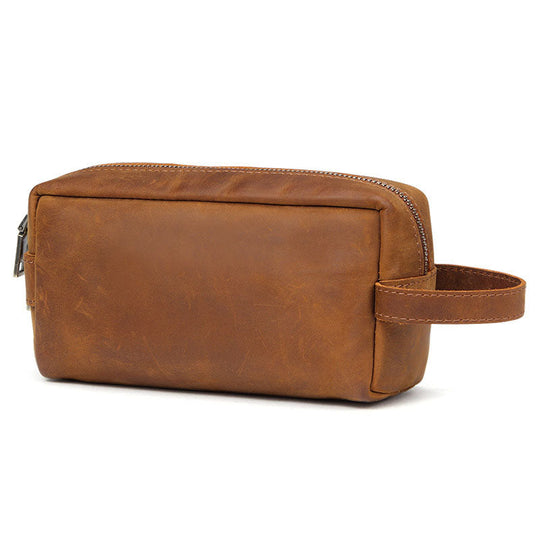 Travel-sized Crazy Horse leather grooming kit