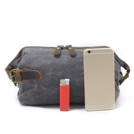 Practical Canvas Toiletry Bag, Cosmetic Bag - Leather Purse Backpack