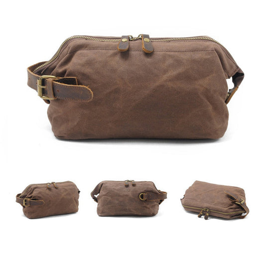 Practical Canvas Toiletry Bag, Cosmetic Bag - Leather Purse Backpack