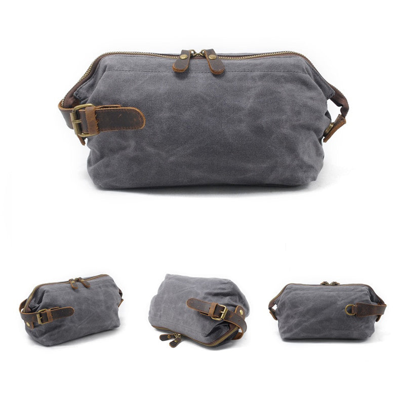 Practical Canvas Toiletry Bag, Cosmetic Bag - Leather Purse Backpack